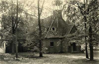 8531 Gezicht op de linker- en voorzijde van de Biltsche Kapel aan de Boslaan 3 te Bilthoven.N.B. In 1952 is de naam ...